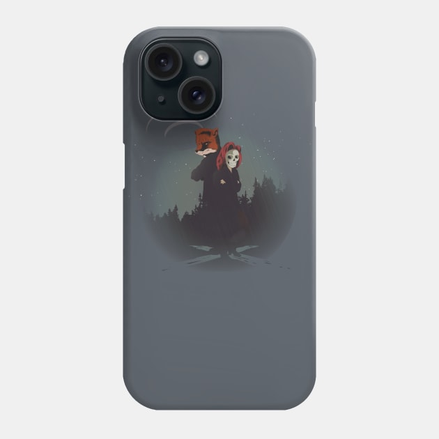 Fox and Skully Phone Case by Johnny Nova