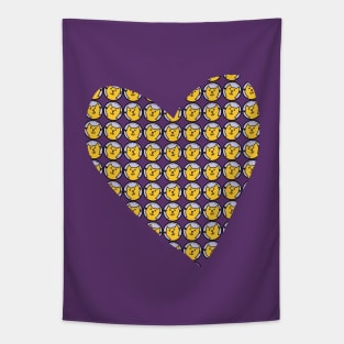 Yellow Cats Pattern in Heart Tapestry