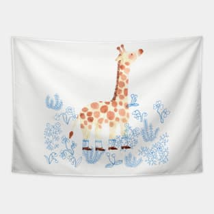 Little Giraffe with Flowers Tapestry