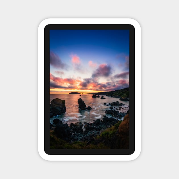 Sunset at a Rocky Beach Magnet by JeffreySchwartz