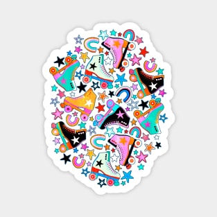 Retro Rainbow Roller Skates and Stars Magnet