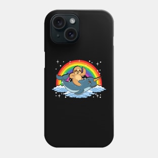 Sloth Riding Narwhal Adorable Unicorn Of The Sea Phone Case