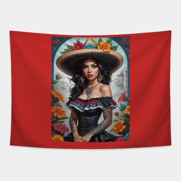 Mi Lindo Pueblito Tapestry by Absinthe Society 