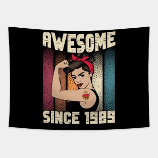 Awesome since 1989,33th Birthday Gift women 33 years old Birthday Tapestry