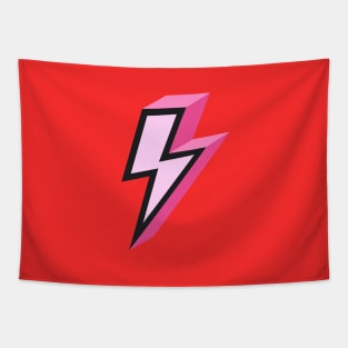 Pink Bold Lightning Bolt 3D on Red Background Tapestry