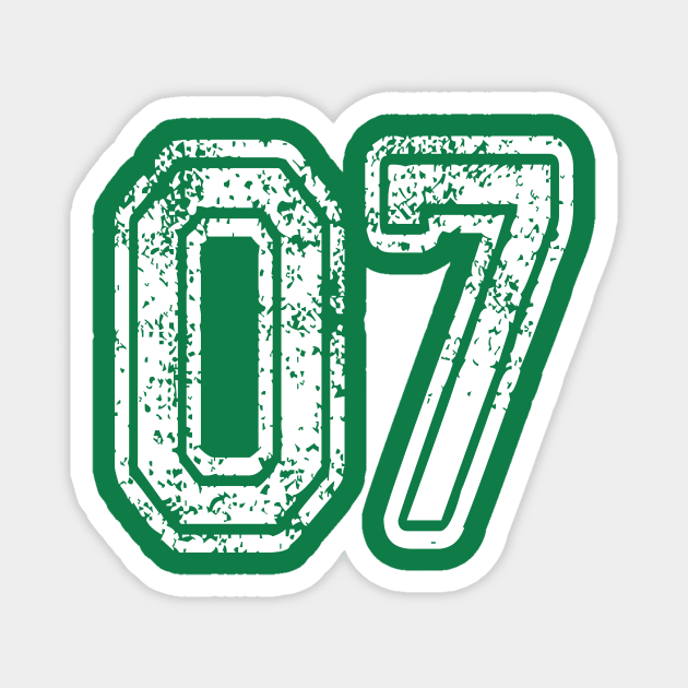 Number 07 Grungy in white Magnet by Sterling