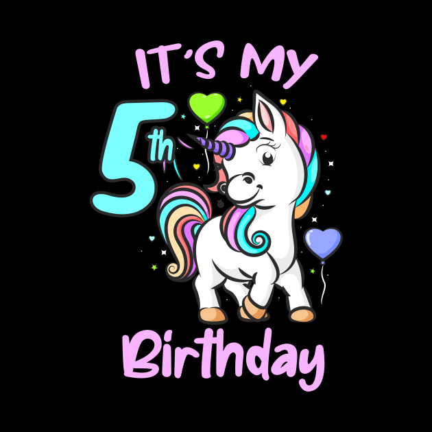 5th Birthday Unicorn Kids Gifts For Girls by Foxxy Merch