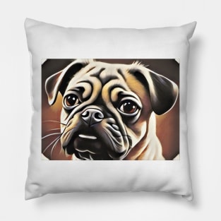 Pug Dog Portrait Pillow