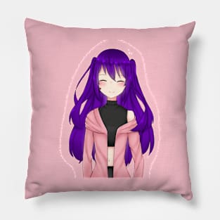 purple haired little girl Pillow