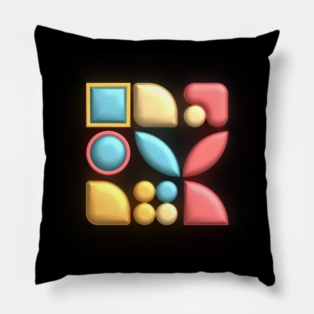 3D Geometrical Shapes Pillow by Ferhat Sözeri Art