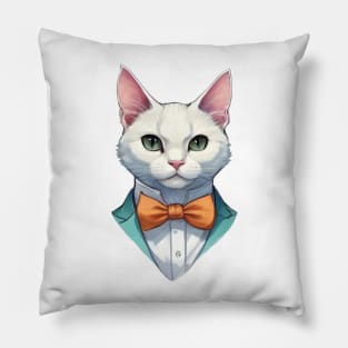 Fancy Cat with Bowtie no.3 Pillow