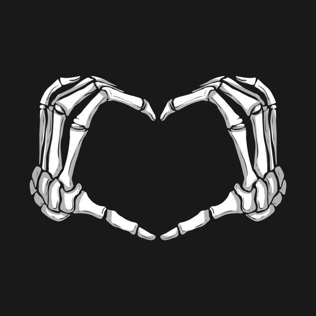 Skeleton Hands forming Heart I love Halloween by SinBle