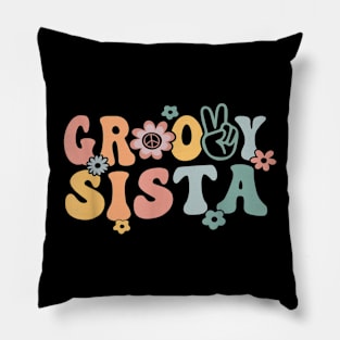 Groovy Sista Retro Sister Matching Family 1st Birthday Party Pillow