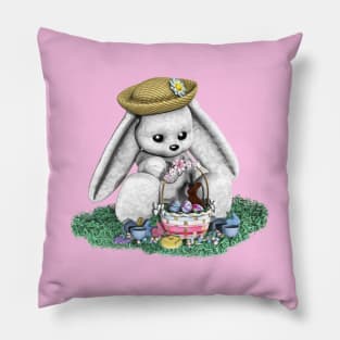 Easter Bunny and Basket Pillow