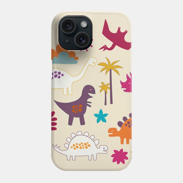 Dinosaur Land - Sunshine Brights - cute Dino design by Cecca Designs Phone Case by Cecca