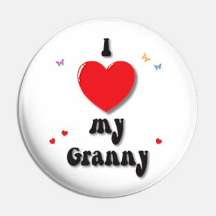 I love my granny doodle hand drawn design Pin