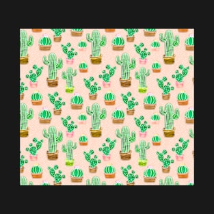 Potted Cactus & Pink Drawing T-Shirt