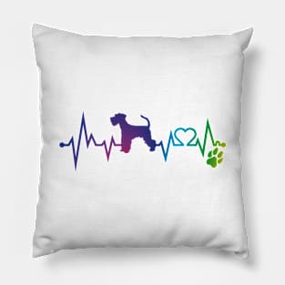 Miniature Schnauzer Colorful Heartbeat, Heart & Dog Paw Pillow