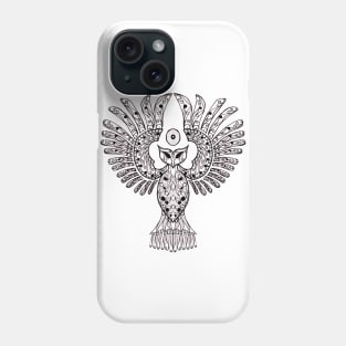 Black and White Nightowl Lineart Phone Case