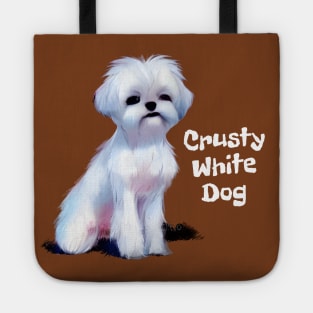 Cute Little Crusty White Dog with Fluffy Curly Haired Tote