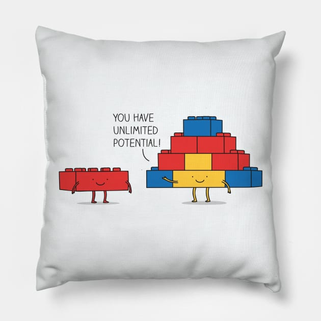 positive blocks Pillow by milkyprint