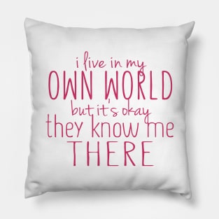 I Live In My Own World But It's Okay They Know Me There Pillow