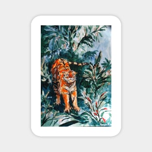 Tiger in jungle watercolor Magnet