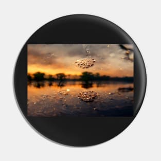 Sunset Lake Raindrops In Golden Houer Cloudscape Pin