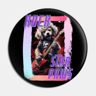 "Rock Star Dog: Rocker Canine with Electric Guitar" Pin