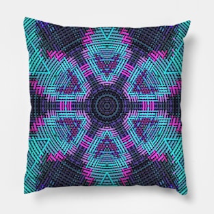 Weave Mandala Blue Pink and Purple Pillow