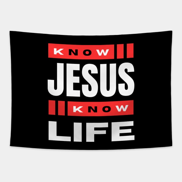 Know Jesus Know Life | Christian Typography Tapestry by All Things Gospel