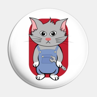 cute mechanic cat Pin