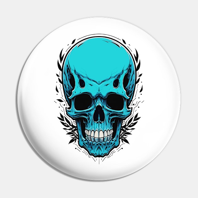 Blue Skull Head Pin by DeathAnarchy