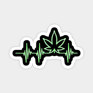 Cannabis Heartbeat ECG Weed Lover Hemp Leaf Magnet