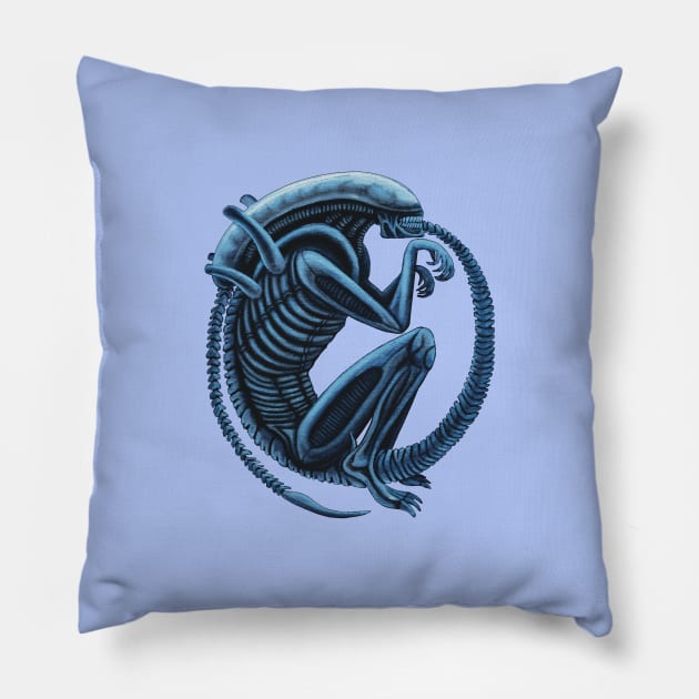 Sleeping Xenomorph (scale: 66%) Pillow by SPACE ART & NATURE SHIRTS 