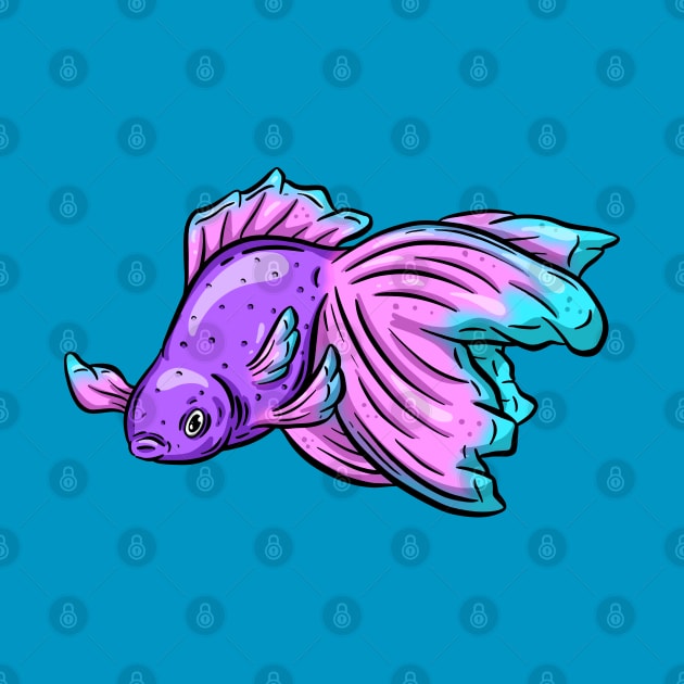 Tropical Fish Cartoon Illustration Goldfish Design by Squeeb Creative