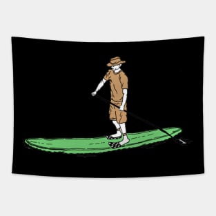 Paddle Boarder Vintage Illustration Tapestry