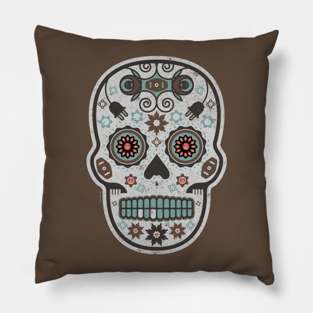 Rastro de Vida Mexican Sugar Skull Pillow by DanielLiamGill