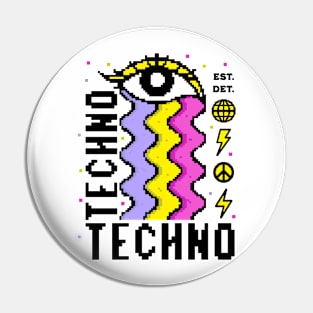 TECHNO  - 8 Bit Rainbow Tears (black/pink/purple) Pin