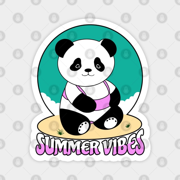 Summer Vibes Panda Magnet by Tezatoons