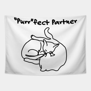 "Purr"fect Partner- Simple Cat Doodle Tapestry