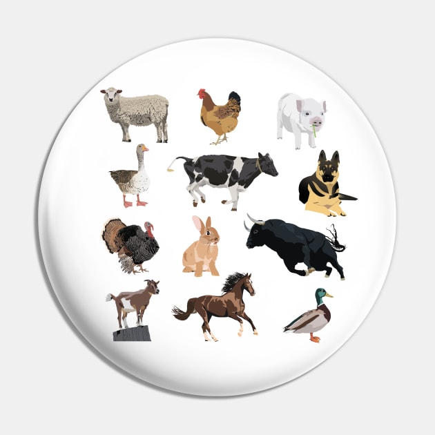 Farm Animals Pattern Pin by NorseTech