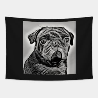 Pug drawing - the cutest grey and black illustration Tapestry