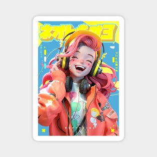 HEADPHONE GAL 1000 - NEOTOKIO3 100%ドPE / GOOD VIBE | Anime Manga Kawaii Anime Girl Pop Art 3D | PROUD OTAKU Magnet