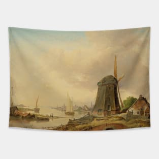 A River Landscape with a Windmill by Jan van Os Tapestry