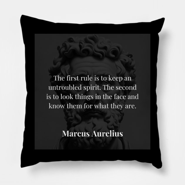 Marcus Aurelius's Serene Directive Pillow by Dose of Philosophy