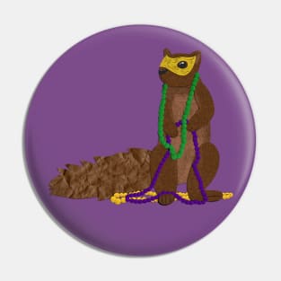 Paper Craft Mardi Gras Squirrel Pin