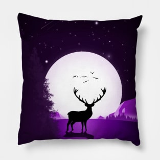 Animal Lover Gift | Deer Over The Moon Pillow