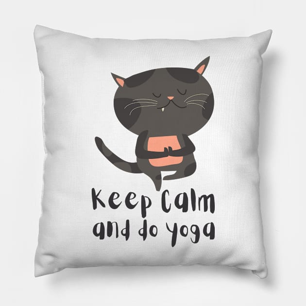 Keep Calm and Do Yoga Cute Cat Posture Pillow by DMRStudio