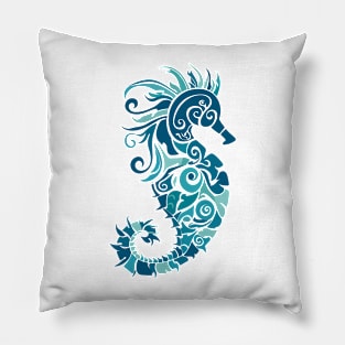 Aqua Seahorse Design Pillow